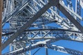 Detailed view at the D. Luis bridge structure, blue sky as background