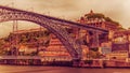 Porto, Portugal: the Dom Luis I Bridge and the Serra do Pilar Monastery on the Vila Nova de Gaia side Royalty Free Stock Photo