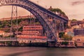 Porto, Portugal: the Dom Luis I Bridge and the Serra do Pilar Monastery on the Vila Nova de Gaia side Royalty Free Stock Photo