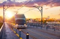 Porto Portugal. Evening sunset panoramic view at the public Royalty Free Stock Photo