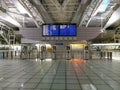 Interior view of the Porto Sa Carneiro airport building, with information departures board Royalty Free Stock Photo