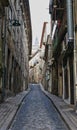 Vertical shot of old residential buildings and streets of Porto in Portugal