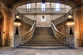 Sumptuous stairway of the Stock Exchange Palace in Porto Royalty Free Stock Photo