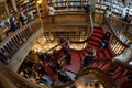 Crowds of tourists visit the famous bookstore of Livraria Lello in historic center of Porto Royalty Free Stock Photo