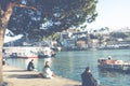 PORTO, PORTUGAL - JANUARY 18,2018: Panorama View on Porto, Duoro River, Ribeira District and Dom Luis Bridge