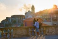 Romantic couple sunset. Porto, Portugal Royalty Free Stock Photo