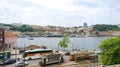 PORTO, PORTUGAL - JUNE 21, 2018: Porto cityscape with Douro river and old trams Royalty Free Stock Photo