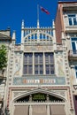 Detail of the facade of the famous Lello Bookstore opened in 1881