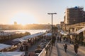 Street atmosphere near the Dom Luiz bridge in Porto, Portugal Royalty Free Stock Photo