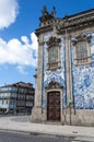 Detail of the Carmo Church with beautiful Portuguese tiles in the ciy of Porto