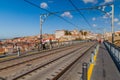 PORTO, PORTUGAL - OCTOBER 18, 2017: People walk at Dom Luis bridge in Porto, Portug Royalty Free Stock Photo