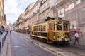 Porto, Portugal - October 06, 2018: Vintage wooden tram in city centre Porto. Traditional trams rattle through the narrow streets Royalty Free Stock Photo