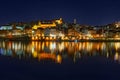 Porto, Portugal old city skyline from across the Douro River at night Royalty Free Stock Photo
