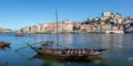 Porto Portugal old town buildings World Heritage with boat ship Douro river travel panorama Royalty Free Stock Photo