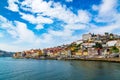 Porto, Portugal, old town cityscape and the Douro River, seen from the Dom Lusi bridge