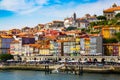 Porto, Portugal, old town cityscape and the Douro River, seen from the Dom Lusi bridge