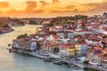 Porto, Portugal old town skyline from across the Douro River.Po Royalty Free Stock Photo
