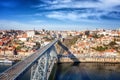 Porto, Portugal old town skyline from across the Douro River. Royalty Free Stock Photo