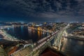 Porto, Portugal old town skyline on the Douro River in the night with cloud Royalty Free Stock Photo