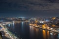 Porto, Portugal old town skyline on the Douro River in the night with cloud Royalty Free Stock Photo