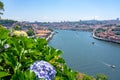08.22.2023. Porto, Portugal: porto river view from cristal palace in Porto Portugal with tourist woman Royalty Free Stock Photo