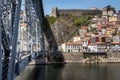 Porto, Portugal - September 13, 2019 - Dom Luis bridge across the Douro River in Porto