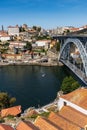 Porto, Portugal - September 13, 2019 - Dom Luis bridge across the Douro River in Porto