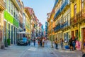 PORTO, PORTUGAL, SEPTEMBER 5, 2016: People are strolling thorugh Rua das Flores in Porto, Portugal Royalty Free Stock Photo