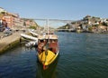 PORTO, PORTUGAL - Traditional boat anchored in marina