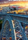 Porto, Portugal. View at Ponte de Dom Luis bridge Royalty Free Stock Photo