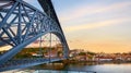 Porto Portugal. View at Ponte de Dom Luis bridge at river Royalty Free Stock Photo