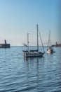 View of recreational and private boats in Leca da Palmeira coast