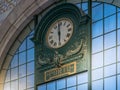 Porto, Portugal - Vintage station clock in Sao Bento Train Station Royalty Free Stock Photo