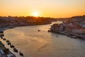 Porto, Portugal. Women on a private yacht drinking wine and enjoying sunset view in Porto, Portugal. Viticulture in the Portuguese Royalty Free Stock Photo