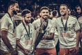 PORTO, PORTUGLAL - June 09, 2019: Football players of the national team of Portugal celebrate victory in the UEFA Nations League Royalty Free Stock Photo