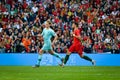 PORTO, PORTUGLAL - June 09, 2019: Frenkie de Jong and Bruno Fernandes during the UEFA Nations League Finals match between national Royalty Free Stock Photo