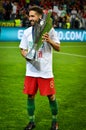 PORTO, PORTUGLAL - June 09, 2019: Joao Moutinho of the national team of Portugal celebrate victory in the UEFA Nations League Royalty Free Stock Photo