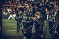 PORTO, PORTUGLAL - June 09, 2019: Journalists and photographers work during the awards ceremony. after the UEFA Nations League Royalty Free Stock Photo