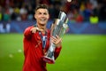 PORTO, PORTUGLAL - June 09, 2019: Portugal's Cristiano Ronaldo and team mates celebrate winning the UEFA Nations League Final wit Royalty Free Stock Photo