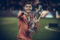 PORTO, PORTUGLAL - June 09, 2019: Portugal's Cristiano Ronaldo and team mates celebrate winning the UEFA Nations League Final wit