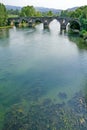 Porto or Prozelo medieval Bridge in Amares over Cavado River, Portugal