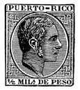 Porto Rico 1/2 Mila de Peso Stamp, 1882 vintage illustration