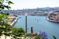 porto river view from cristal palace in Porto Portugal with tourist woman