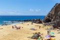 Beach near the rocks on Porto Santo Island, Madeira Archipelago Royalty Free Stock Photo