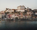 Porto Skyline, Douro River and Cais da Ribeira with Se do Porto Cathedral and Episcopal Palace - Porto, Portugal Royalty Free Stock Photo