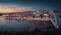 Porto Skyline with Douro River and Dom Luis I Bridge at sunset - Porto, Portugal