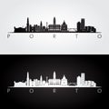 Porto skyline and landmarks silhouette