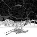 Porto skyline with map