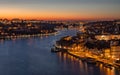 Porto view from dom luis bridge at night cityscape Royalty Free Stock Photo