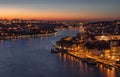 Porto view from dom luis bridge at night cityscape Royalty Free Stock Photo